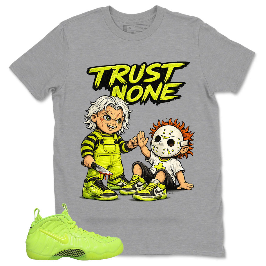 Graphic Tee to Match Air Foamposite Volt | Trust None Shirt | Zadago