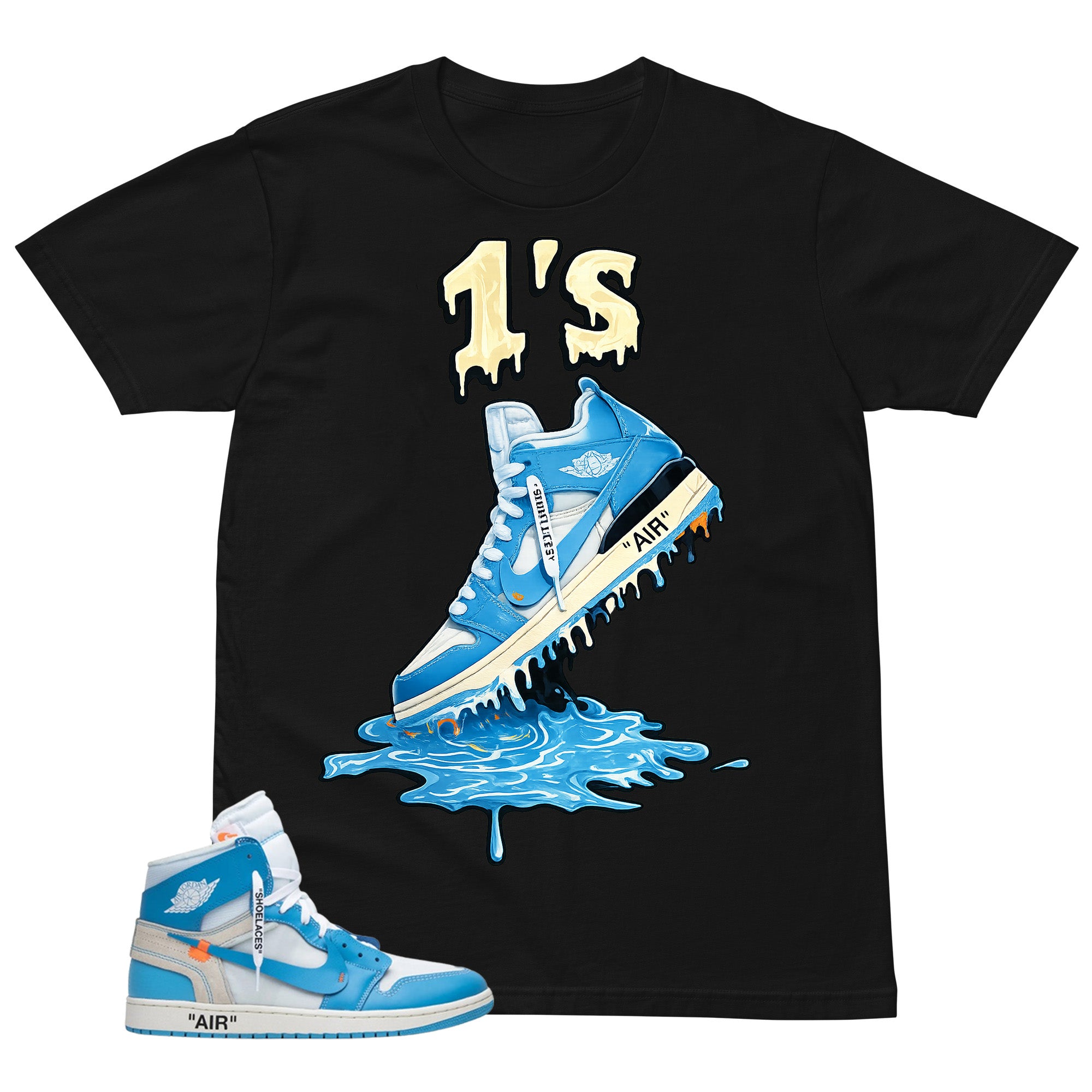 Graphic Tee to Match Air Jordan 1 Off White UNC | 1's Dripping Shirt | Zadago
