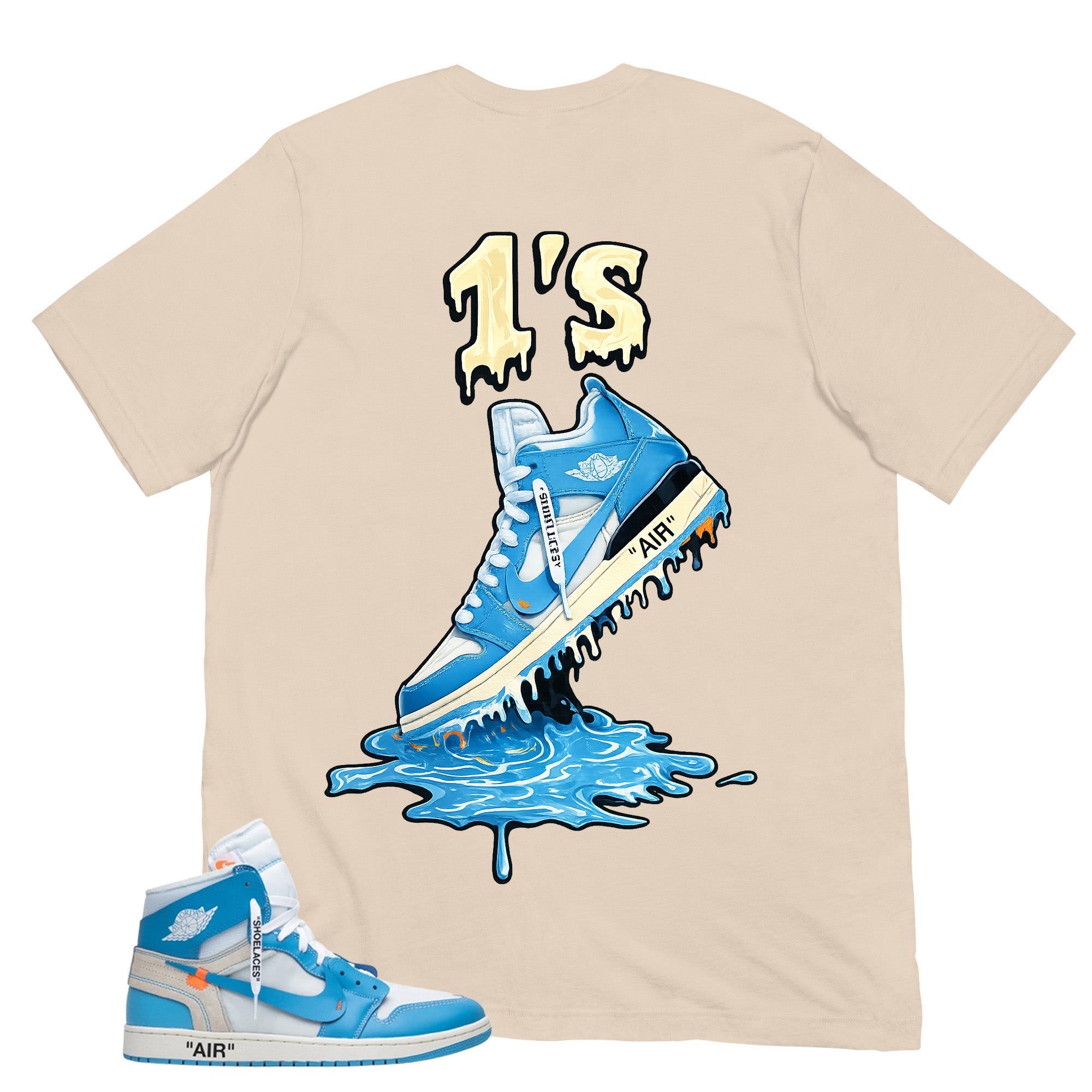 Graphic Tee to Match Air Jordan 1 Off White UNC | 1's Dripping Shirt | Zadago