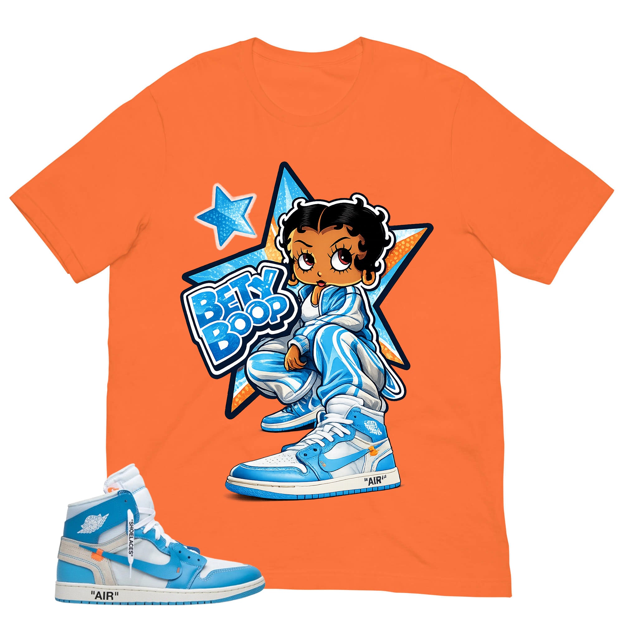 Graphic Tee to Match Air Jordan 1 Off White UNC | Betty Boop Shirt | Zadago