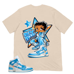 Graphic Tee to Match Air Jordan 1 Off White UNC | Betty Boop Shirt | Zadago