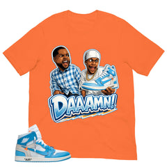 Graphic Tee to Match Air Jordan 1 Off White UNC | Daaamn Sneaker Shirt | Zadago