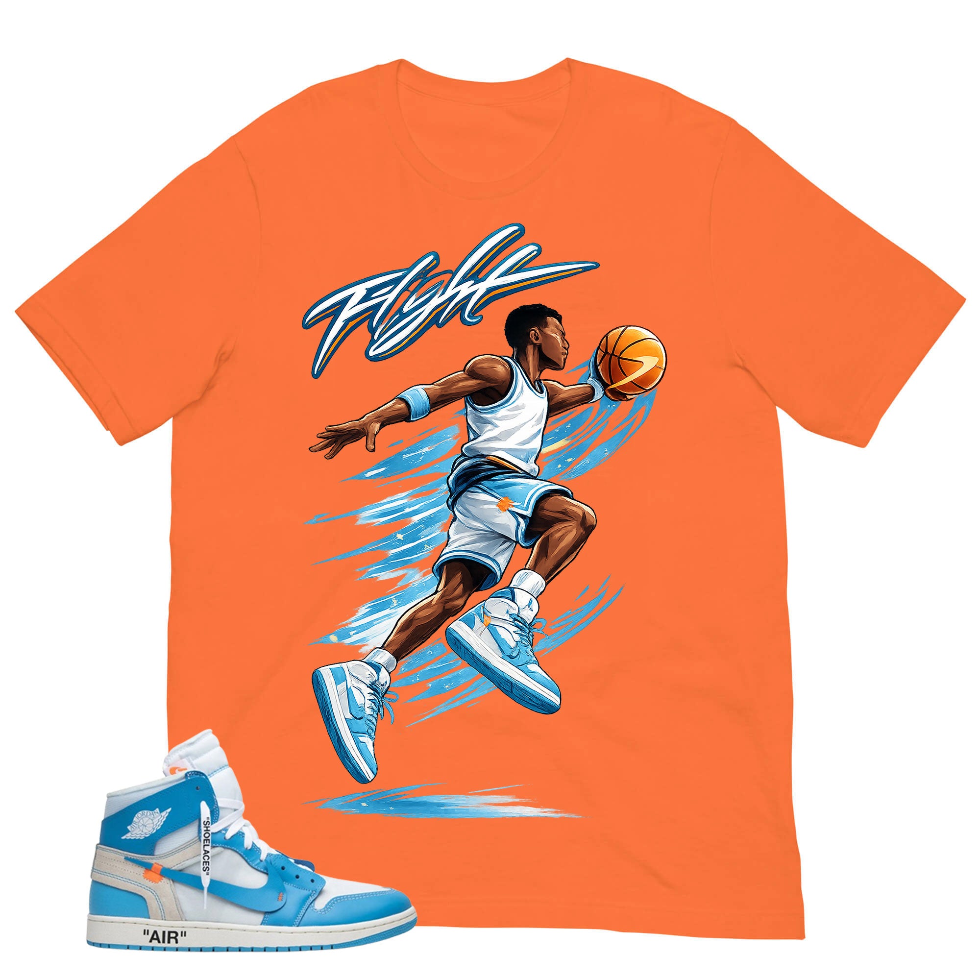 Graphic Tee to Match Air Jordan 1 Off White UNC | Flight Baller Shirt | Zadago