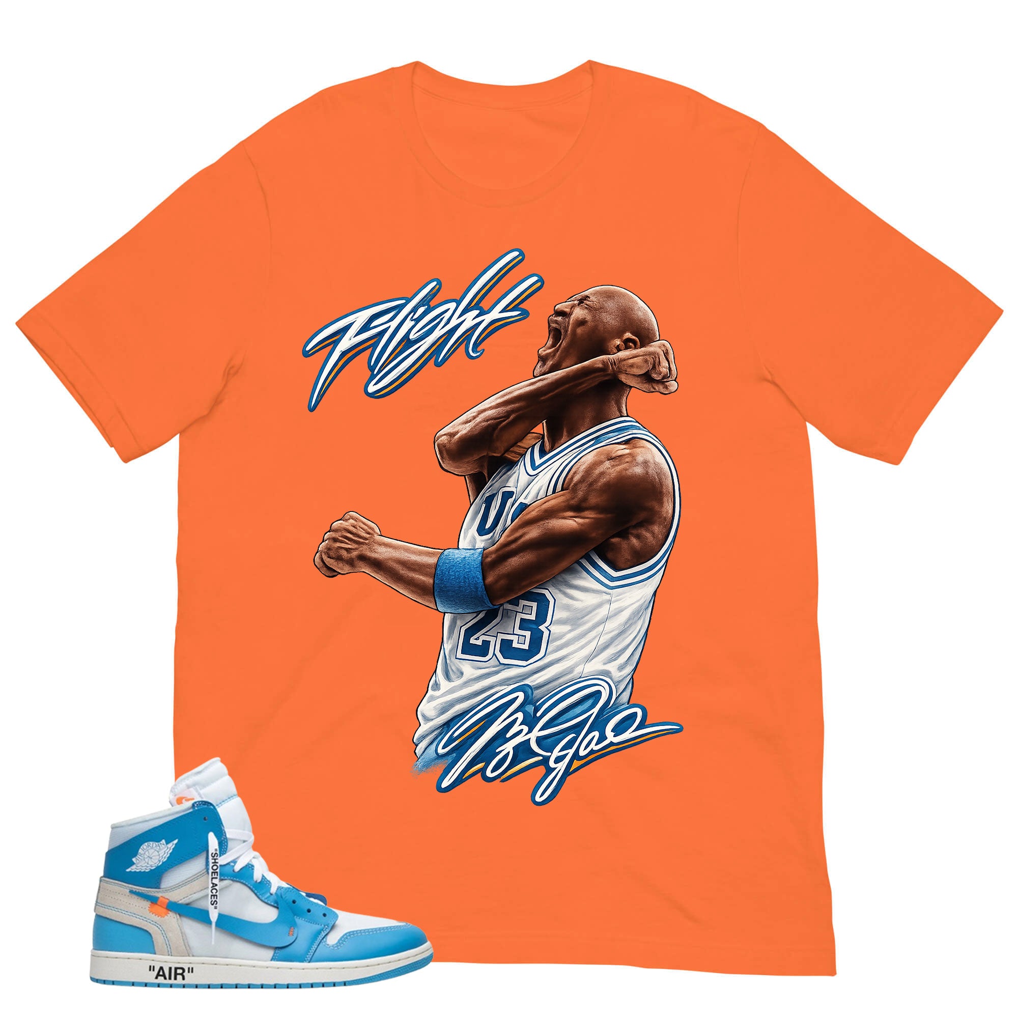 Graphic Tee to Match Air Jordan 1 Off White UNC | Flight Legend Shirt | Zadago
