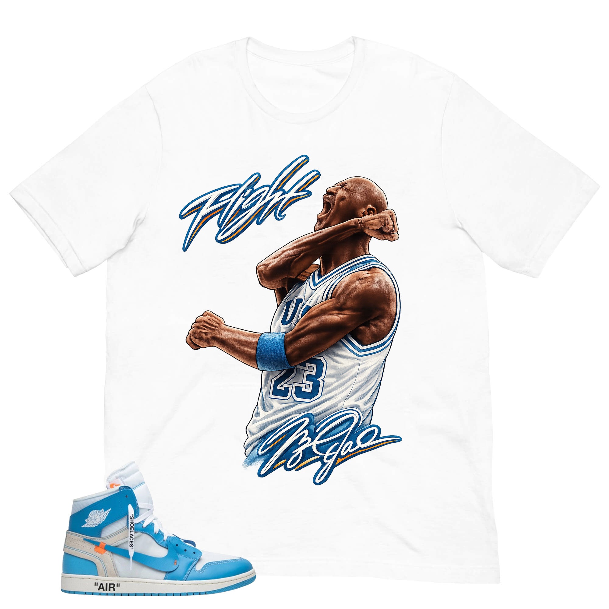 Graphic Tee to Match Air Jordan 1 Off White UNC | Flight Legend Shirt | Zadago