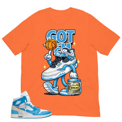 Graphic Tee to Match Air Jordan 1 Off White UNC | Got 'Em Bread Shirt | Zadago