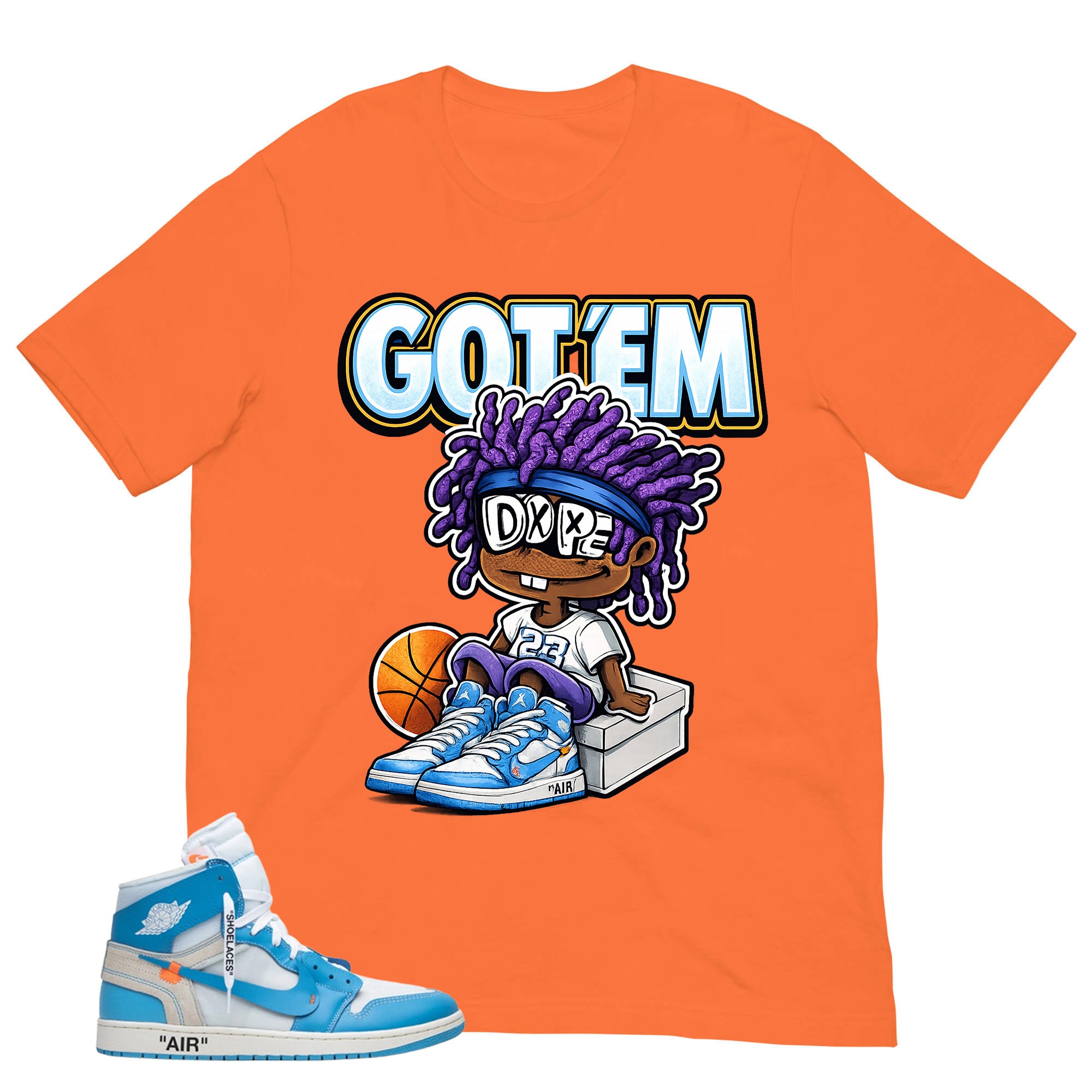 Graphic Tee to Match Air Jordan 1 Off White UNC | Got 'Em Dope Shirt | Zadago