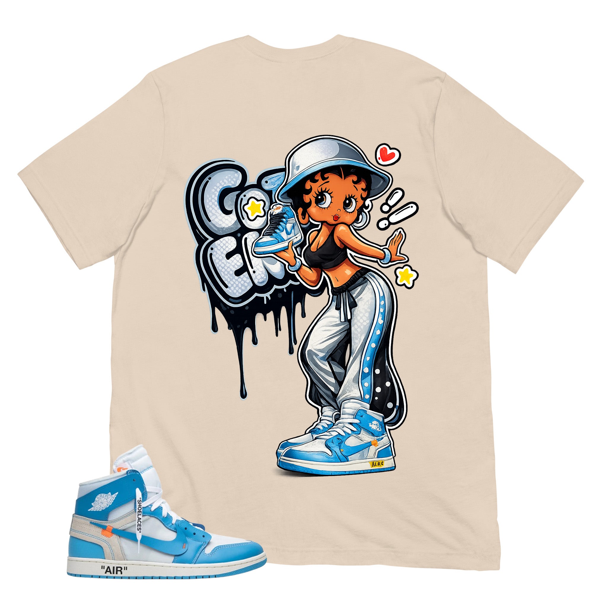 Graphic Tee to Match Air Jordan 1 Off White UNC | Got 'Em Lady Shirt | Zadago