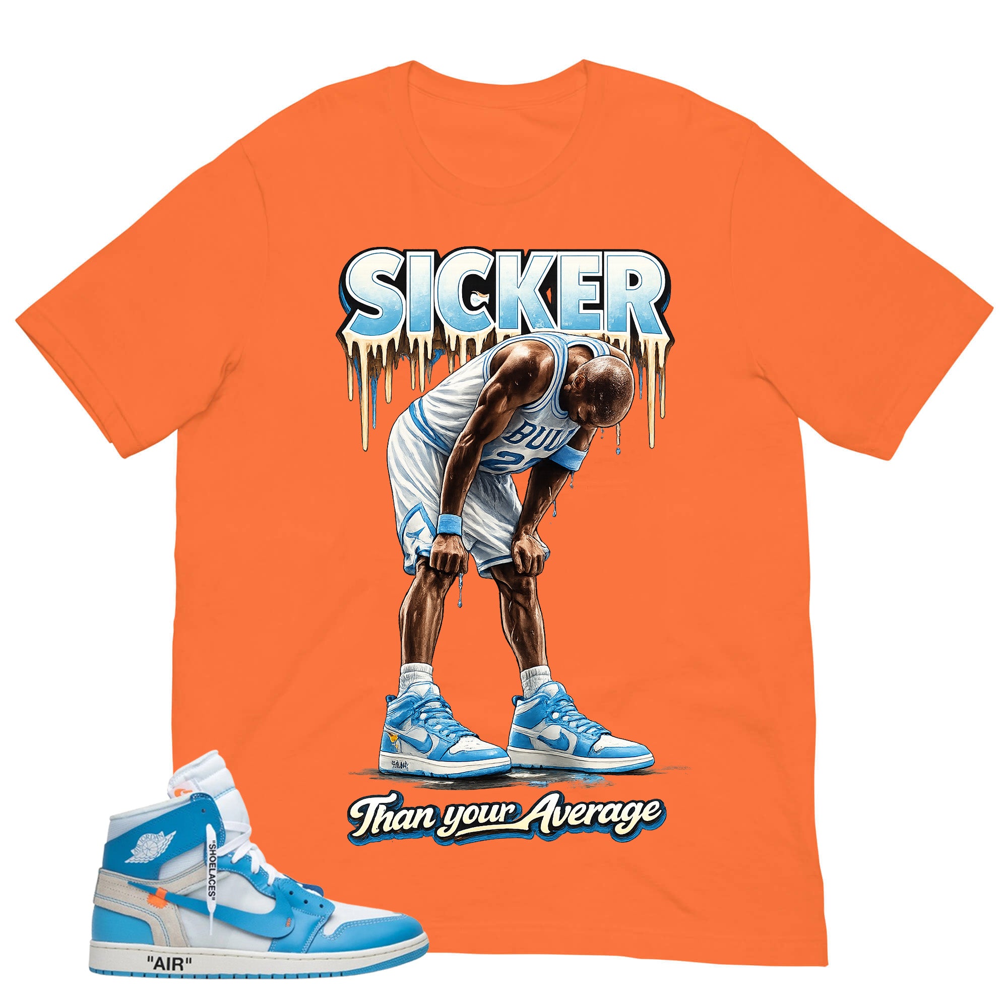 Graphic Tee to Match Air Jordan 1 Off White UNC | Sicker Shirt | Zadago
