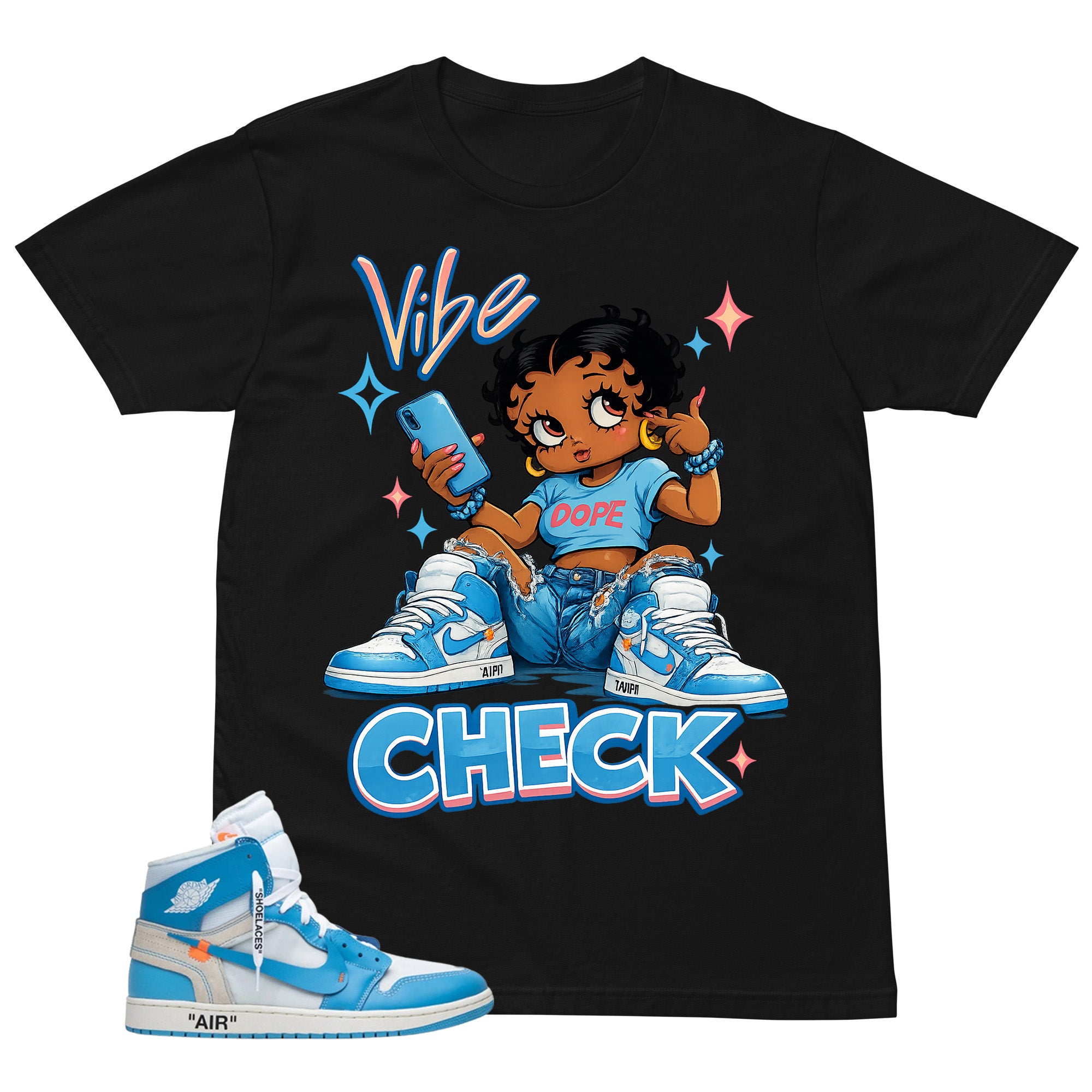 Graphic Tee to Match Air Jordan 1 Off White UNC | Vibe Check Shirt | Zadago