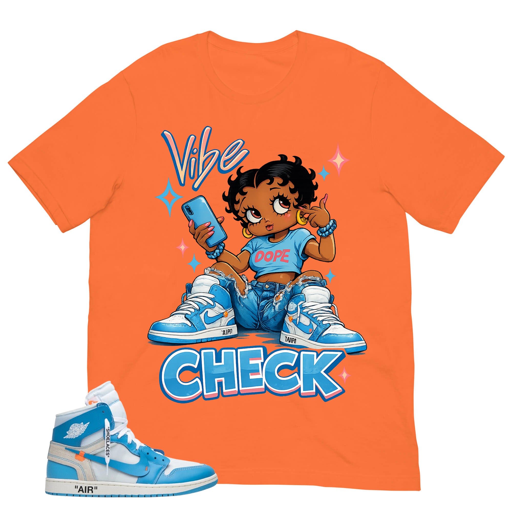 Graphic Tee to Match Air Jordan 1 Off White UNC | Vibe Check Shirt | Zadago