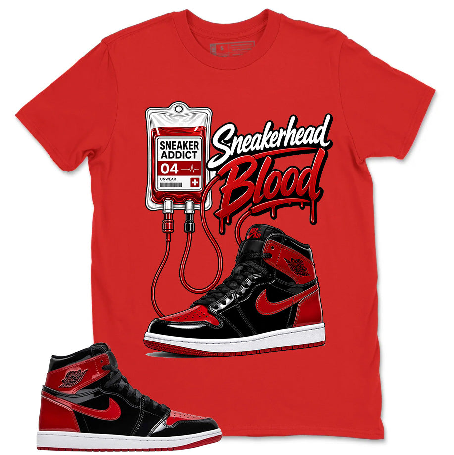 Graphic Tee to Match Air Jordan 1 Retro Patent Bred | Sneakerhead Blood Shirt | Zadago