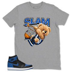 Graphic Tee to Match Air Jordan 1 Royal | Slam Dunk Bear Shirt | Zadago