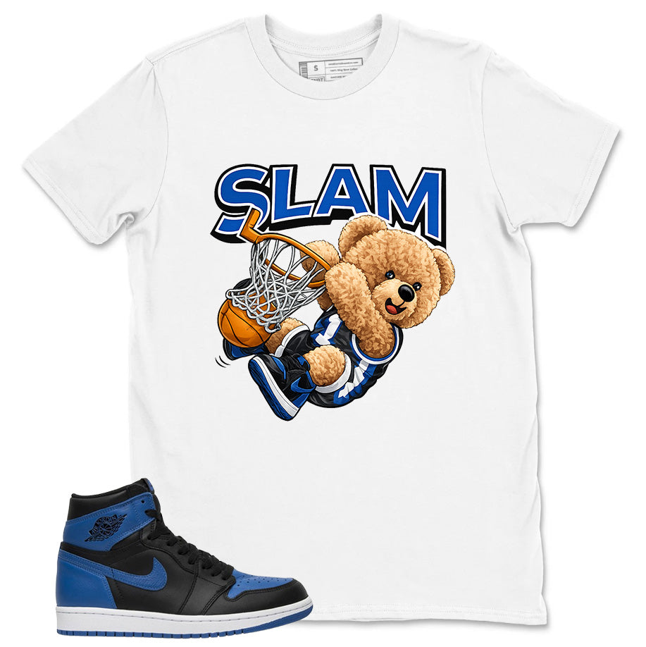 Graphic Tee to Match Air Jordan 1 Royal | Slam Dunk Bear Shirt | Zadago
