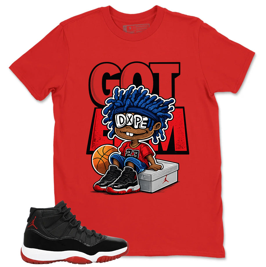 Graphic Tee to Match Air Jordan 11 Bred | Got 'Em Dope Shirt | Zadago