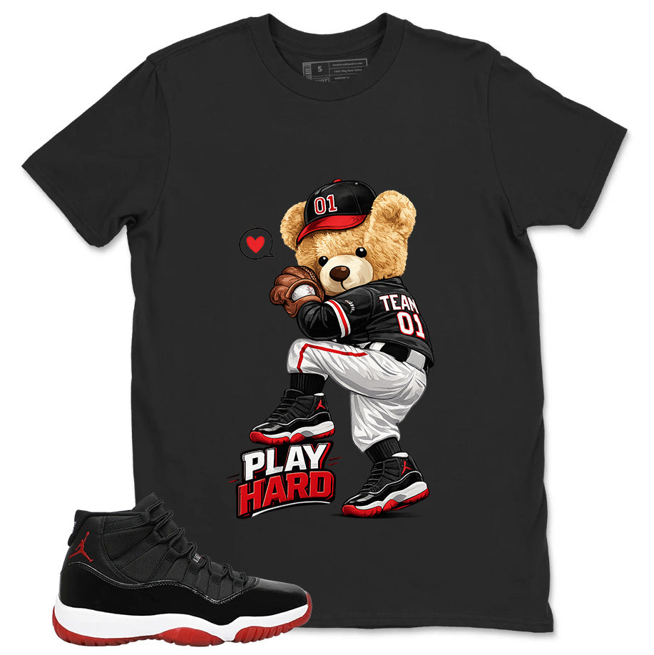 Graphic Tee to Match Air Jordan 11 Bred | Play Hard Baseball Shirt | Zadago