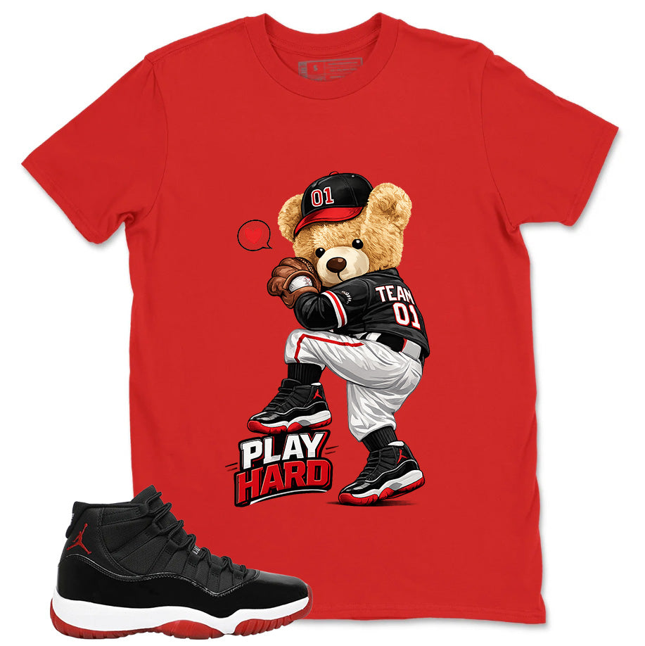 Graphic Tee to Match Air Jordan 11 Bred | Play Hard Baseball Shirt | Zadago