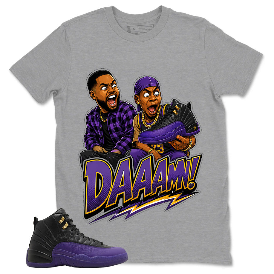 Graphic Tee to Match Air Jordan 12 Field Purple | Daaamn Sneaker Shirt | Zadago