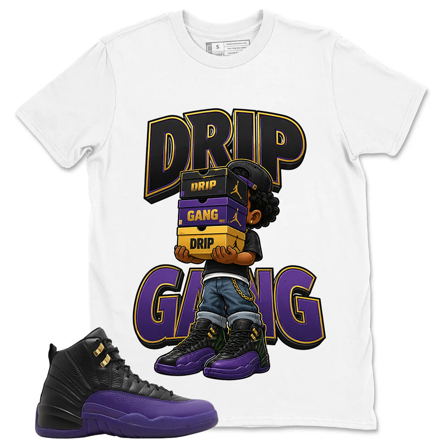 Graphic Tee to Match Air Jordan 12 Field Purple | Drip Gang Shirt | Zadago