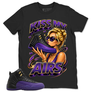 Graphic Tee to Match Air Jordan 12 Field Purple | Kiss My Airs Shirt | Zadago