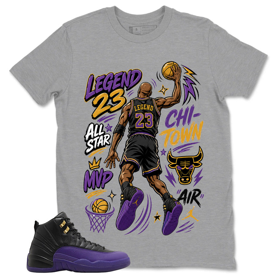 Graphic Tee to Match Air Jordan 12 Field Purple | Legend 23 All Star Shirt | Zadago