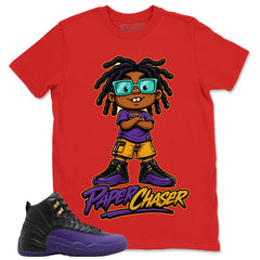 Graphic Tee to Match Air Jordan 12 Field Purple | Paper Chaser Shirt | Zadago