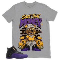 Graphic Tee to Match Air Jordan 12 Field Purple | Save That Money Shirt | Zadago