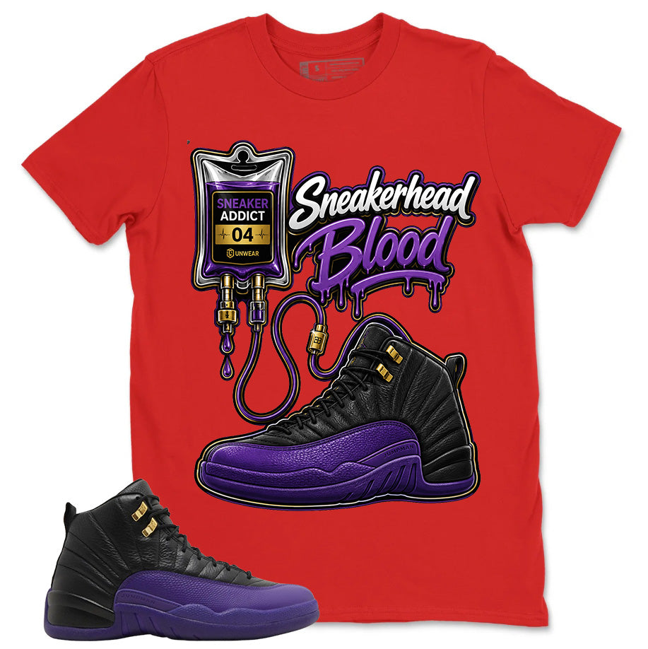 Graphic Tee to Match Air Jordan 12 Field Purple | Sneakerhead Blood Shirt | Zadago