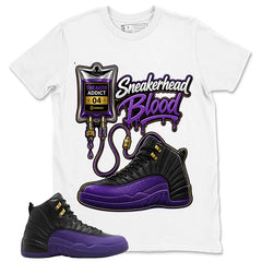 Graphic Tee to Match Air Jordan 12 Field Purple | Sneakerhead Blood Shirt | Zadago