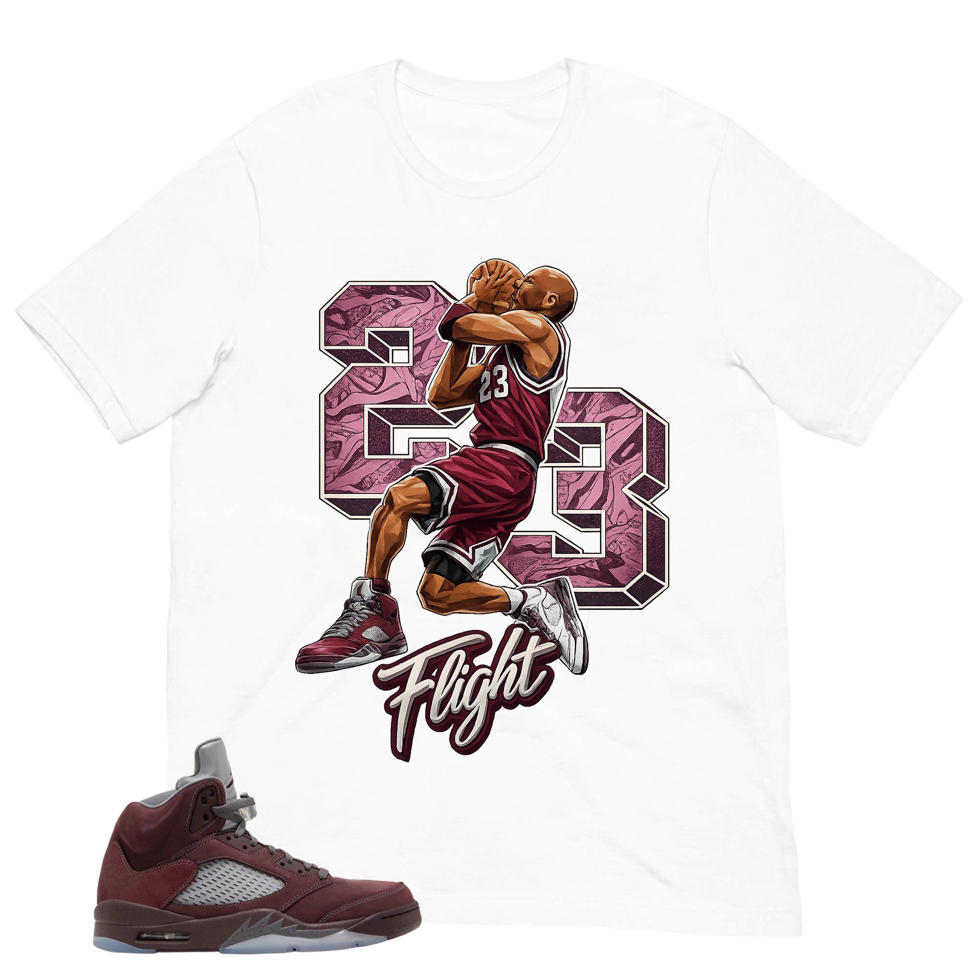 Graphic Tee to Match Air Jordan 5 Burgundy | 23 Flight MJ Shirt | Zadago