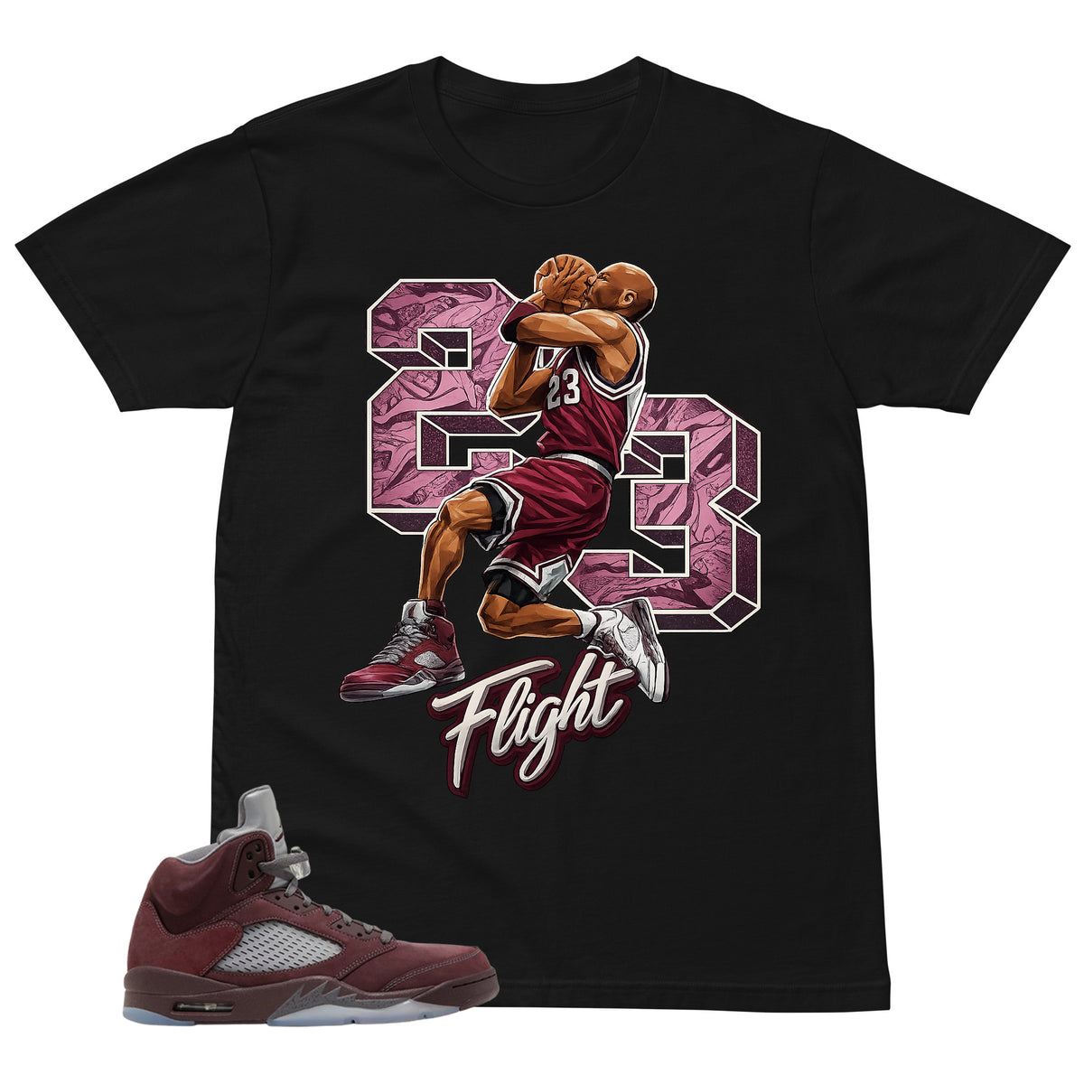Graphic Tee to Match Air Jordan 5 Burgundy | 23 Flight MJ Shirt | Zadago