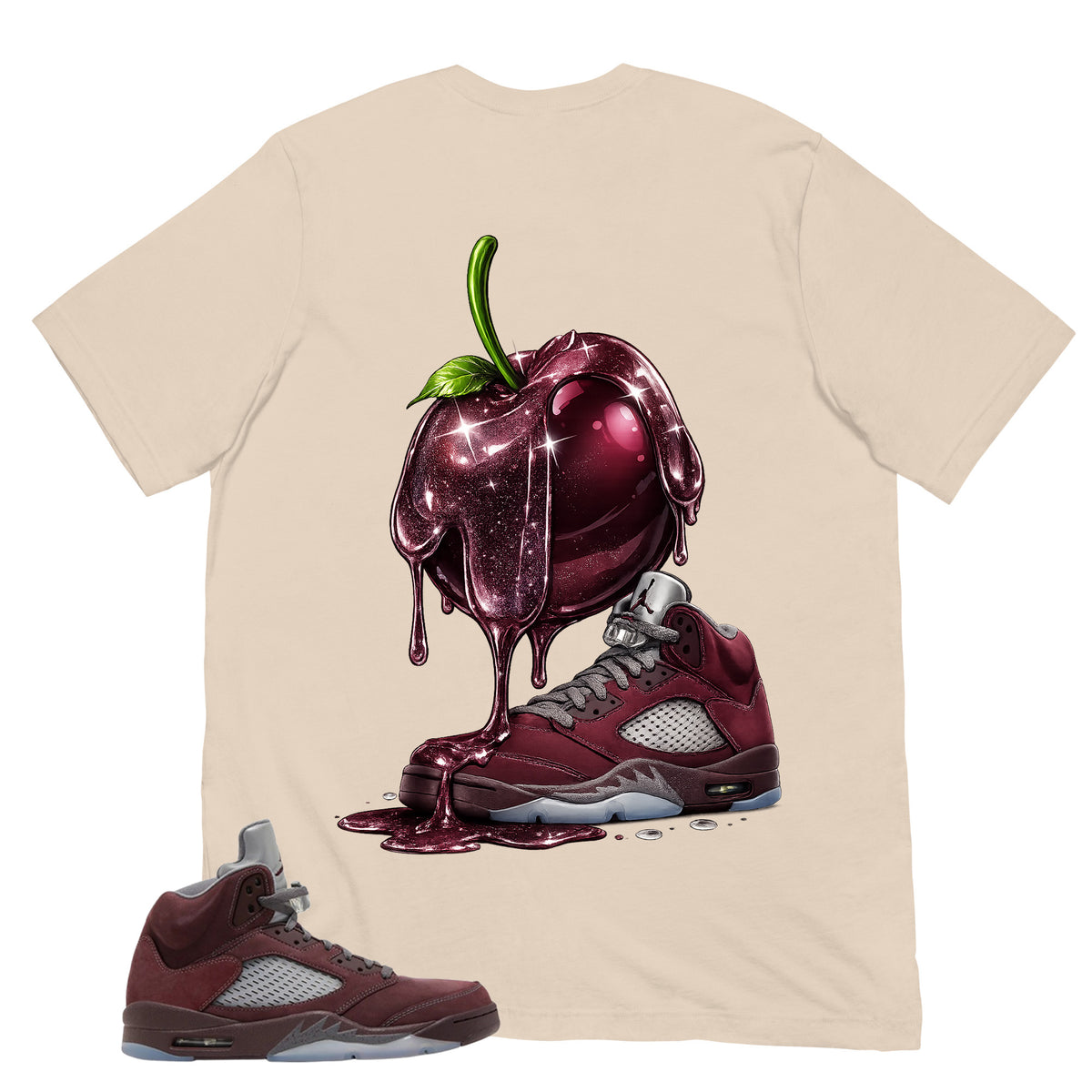 Graphic Tee to Match Air Jordan 5 Burgundy | Apple Dripping Shirt | Zadago
