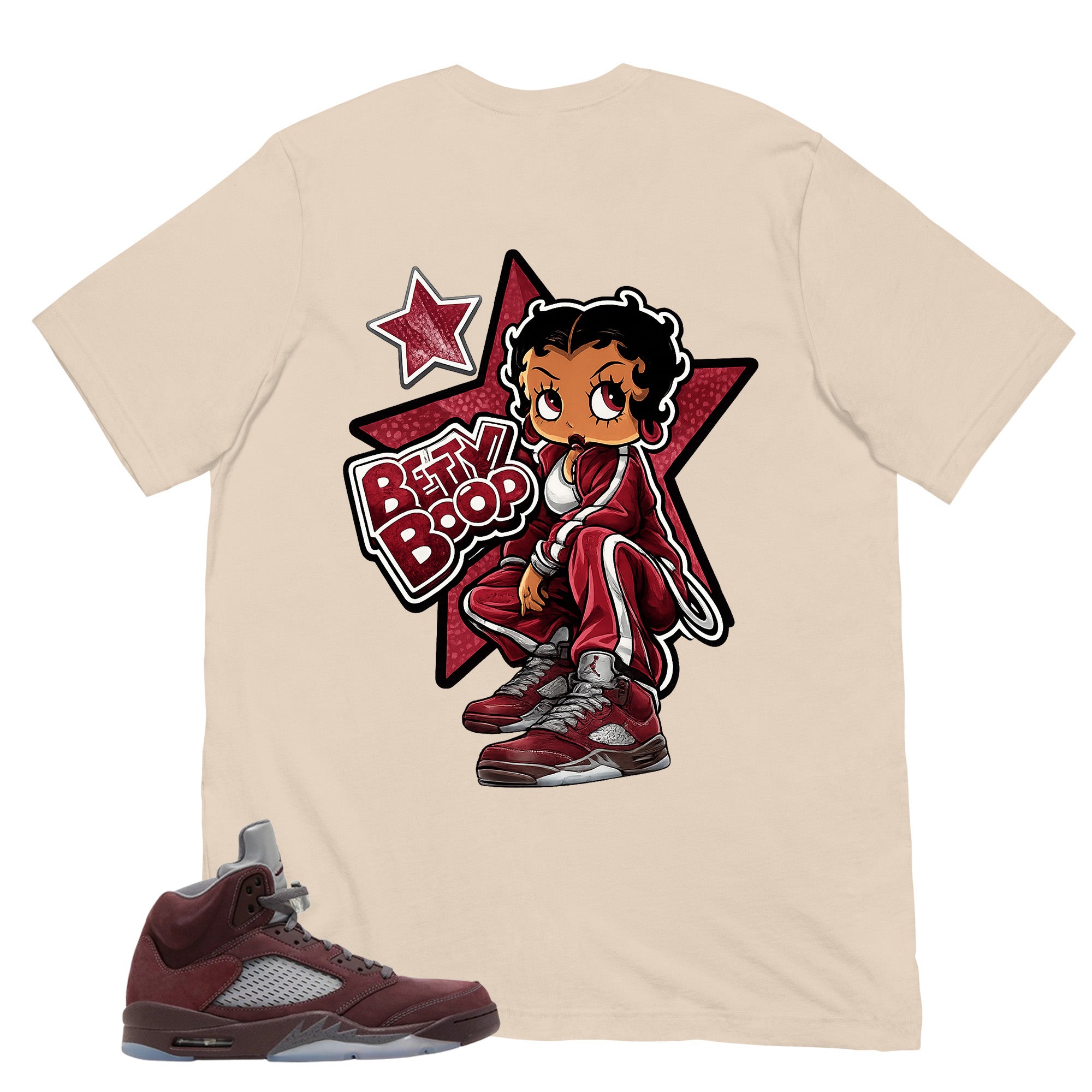 Graphic Tee to Match Air Jordan 5 Burgundy | Betty Boop Shirt | Zadago