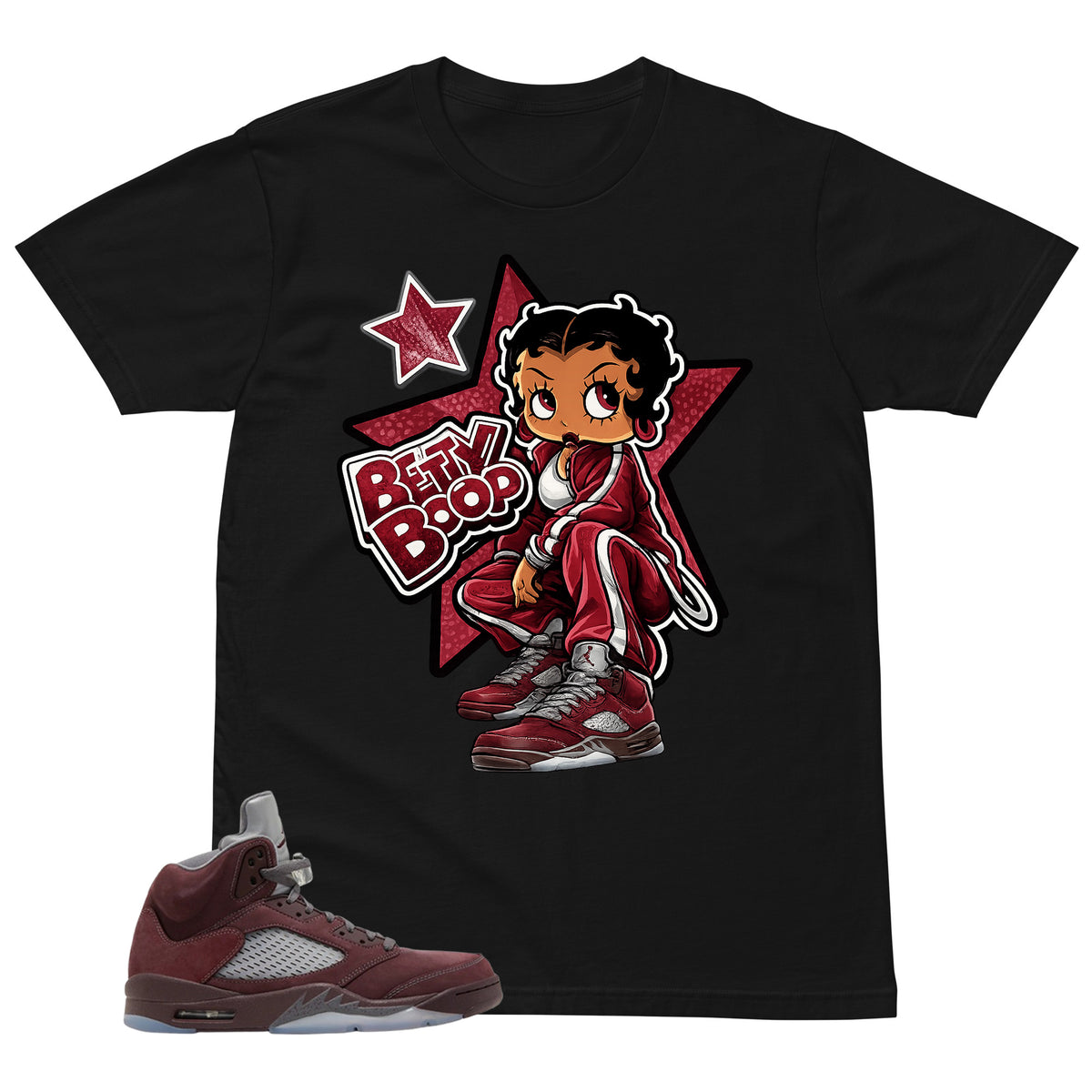 Graphic Tee to Match Air Jordan 5 Burgundy | Betty Boop Shirt | Zadago