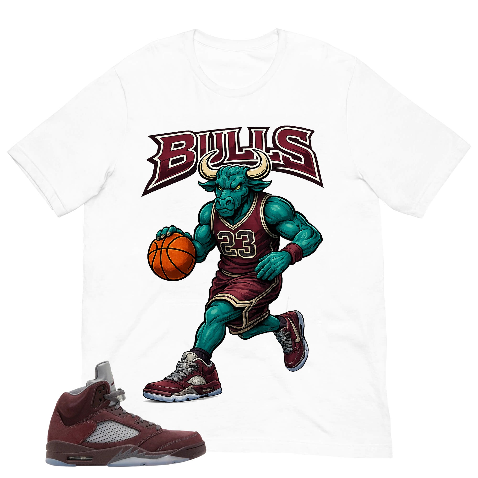 Graphic Tee to Match Air Jordan 5 Burgundy | Bulls 23 Shirt | Zadago