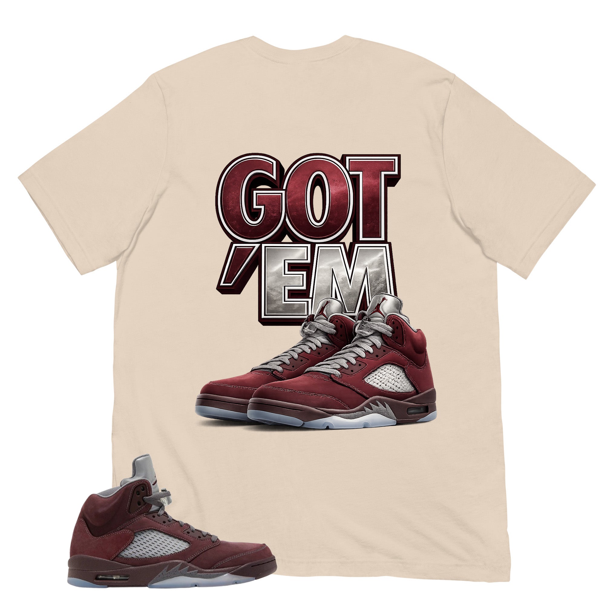 Graphic Tee to Match Air Jordan 5 Burgundy | Got 'Em Sneaker Shirt | Zadago