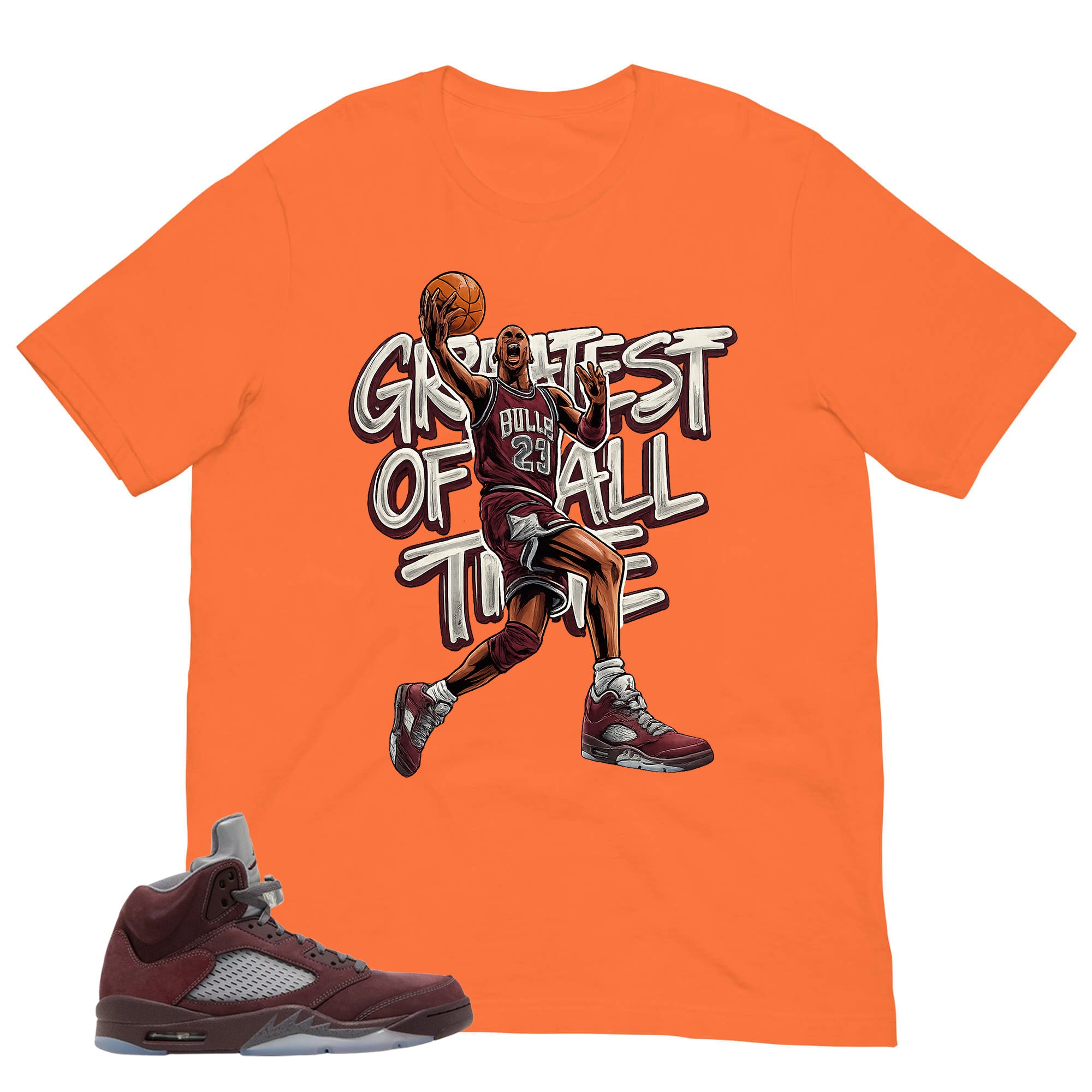 Graphic Tee to Match Air Jordan 5 Burgundy | Greatest Of All Time Shirt | Zadago