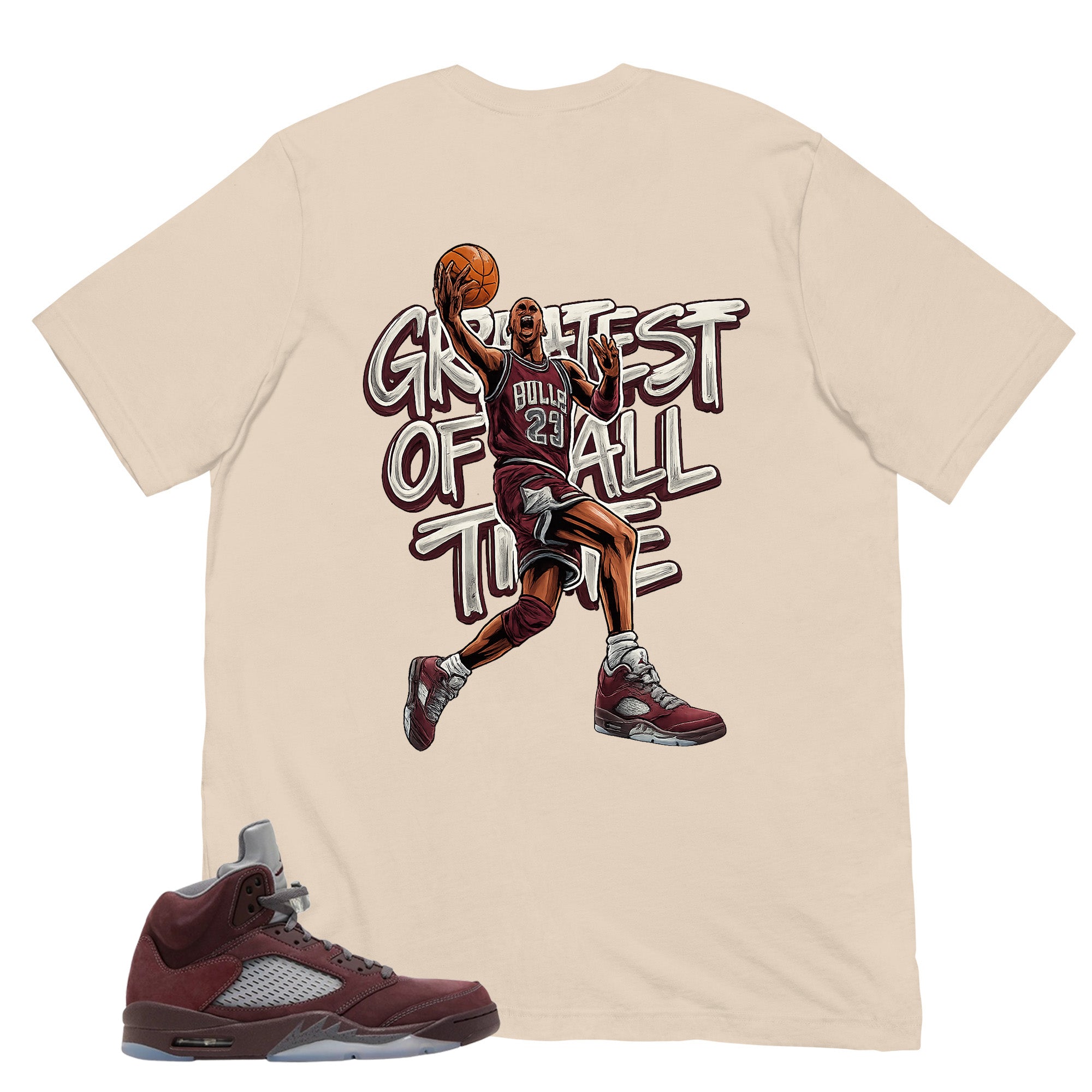 Graphic Tee to Match Air Jordan 5 Burgundy | Greatest Of All Time Shirt | Zadago