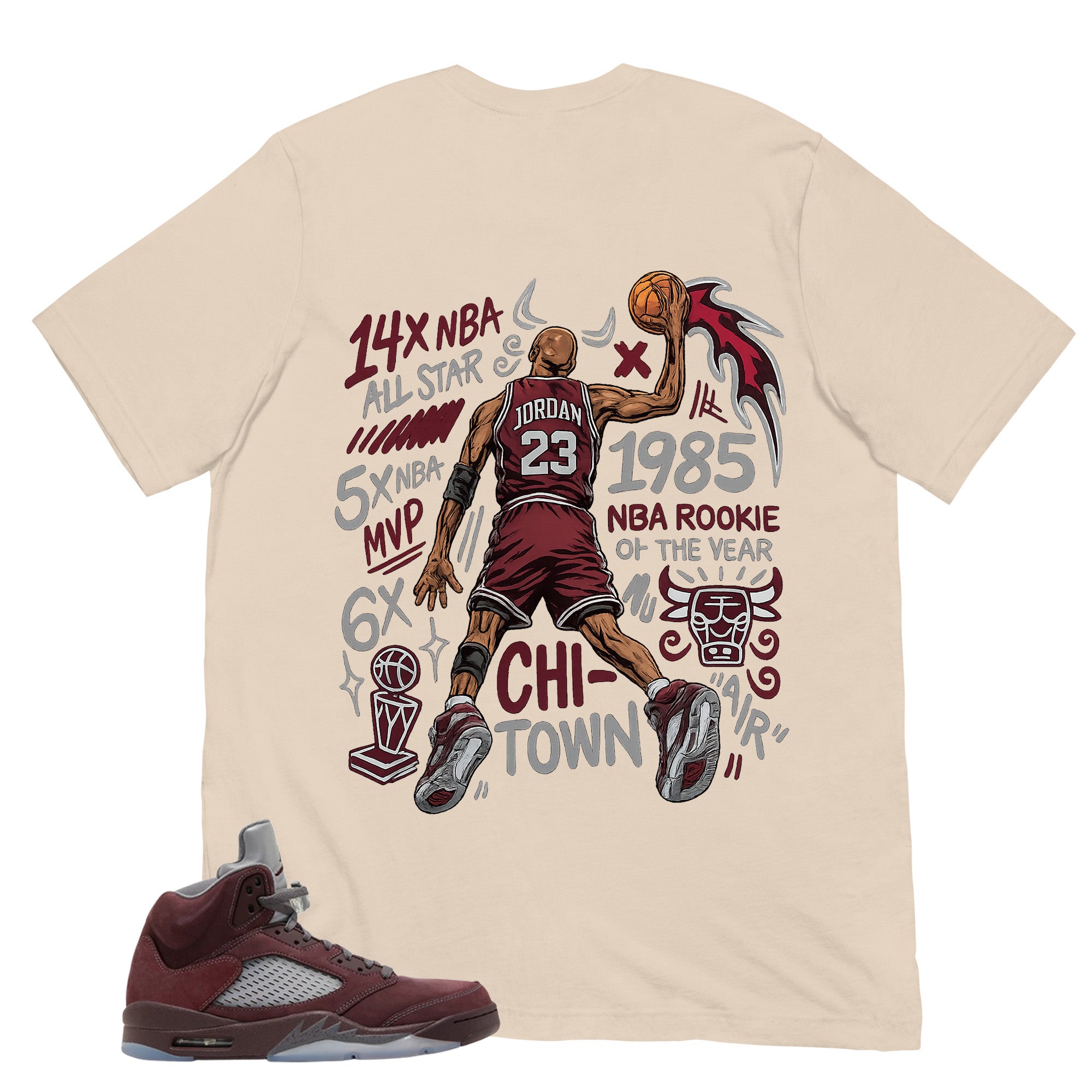Graphic Tee to Match Air Jordan 5 Burgundy | Jordan 23 All Star Shirt | Zadago