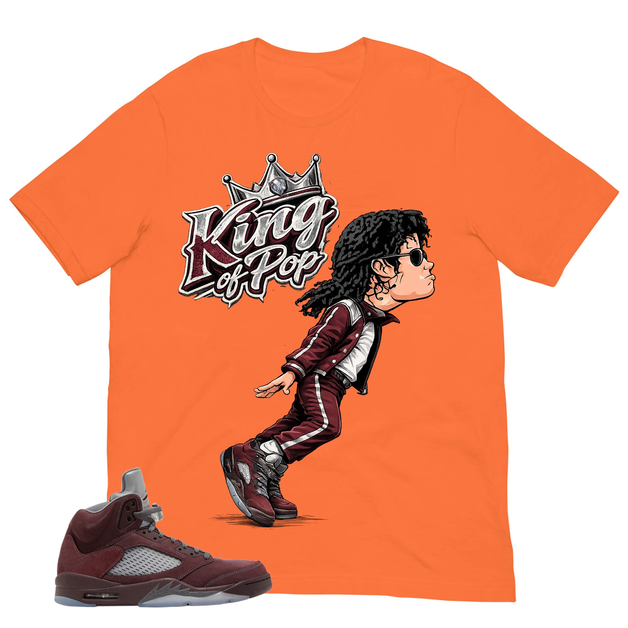 Graphic Tee to Match Air Jordan 5 Burgundy | M.Jackson King Of Pop Shirt | Zadago