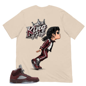 Graphic Tee to Match Air Jordan 5 Burgundy | M.Jackson King Of Pop Shirt | Zadago