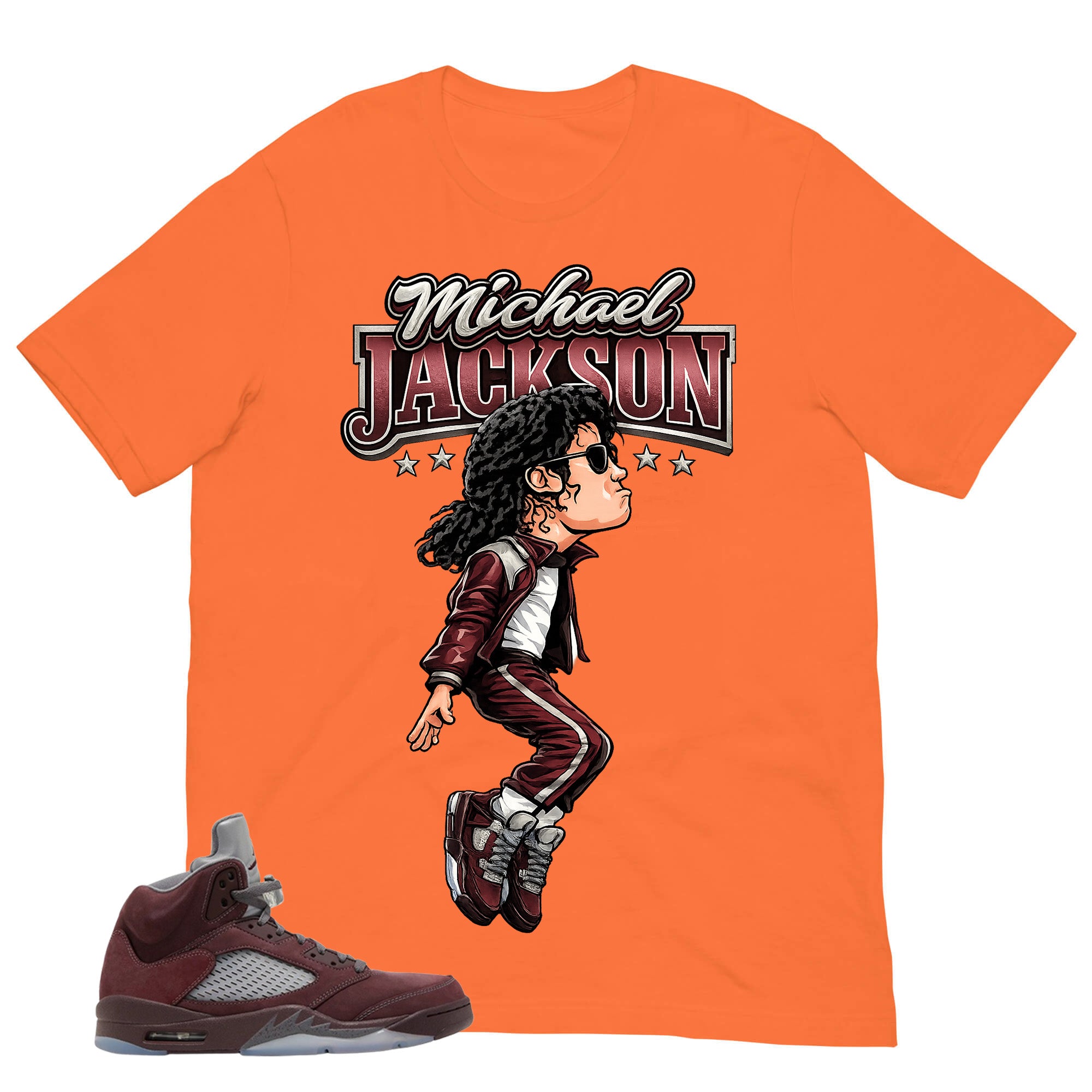 Graphic Tee to Match Air Jordan 5 Burgundy | M.Jackson Tiptoe Shirt | Zadago