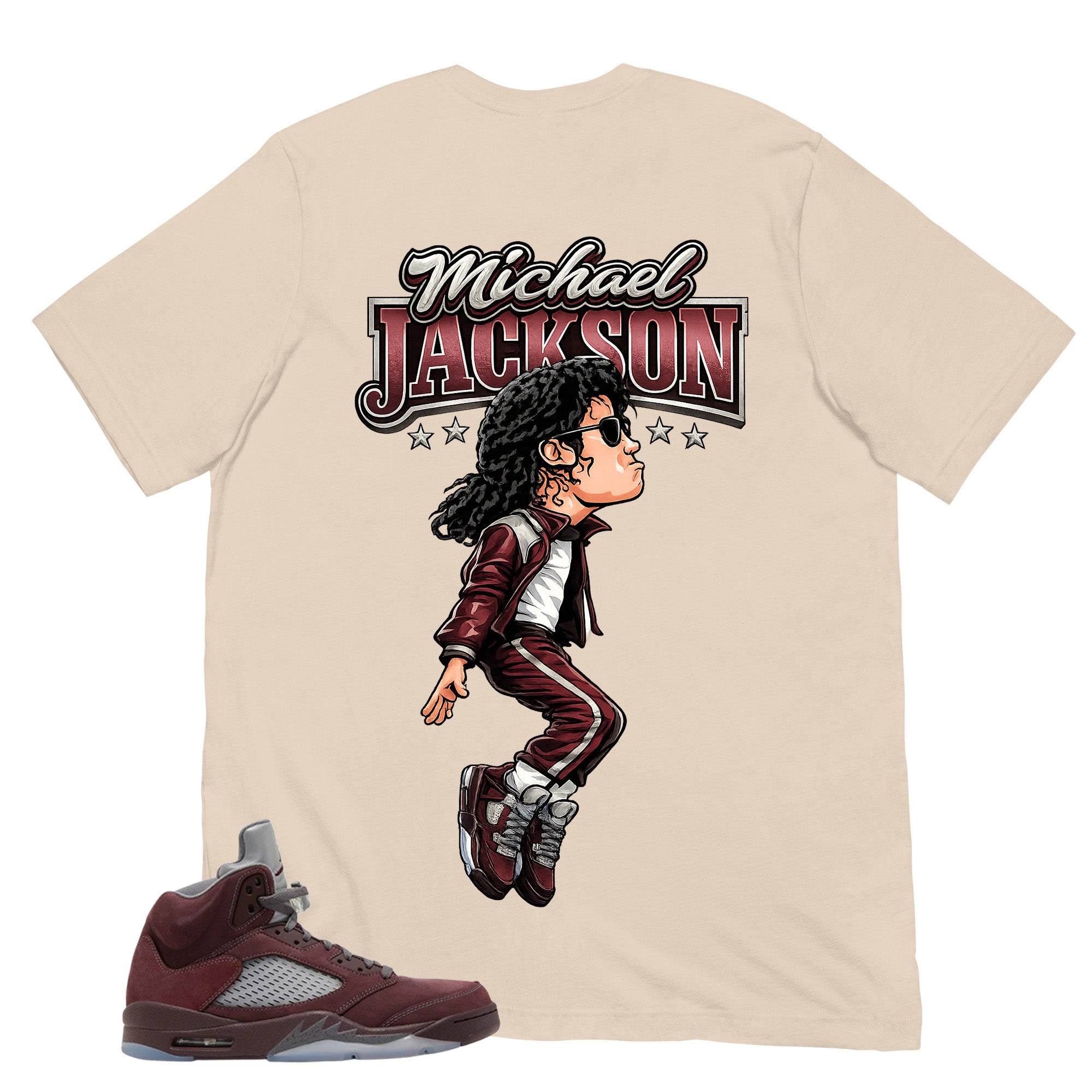 Graphic Tee to Match Air Jordan 5 Burgundy | M.Jackson Tiptoe Shirt | Zadago