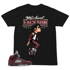 Graphic Tee to Match Air Jordan 5 Burgundy | M.Jackson Tiptoe Shirt | Zadago