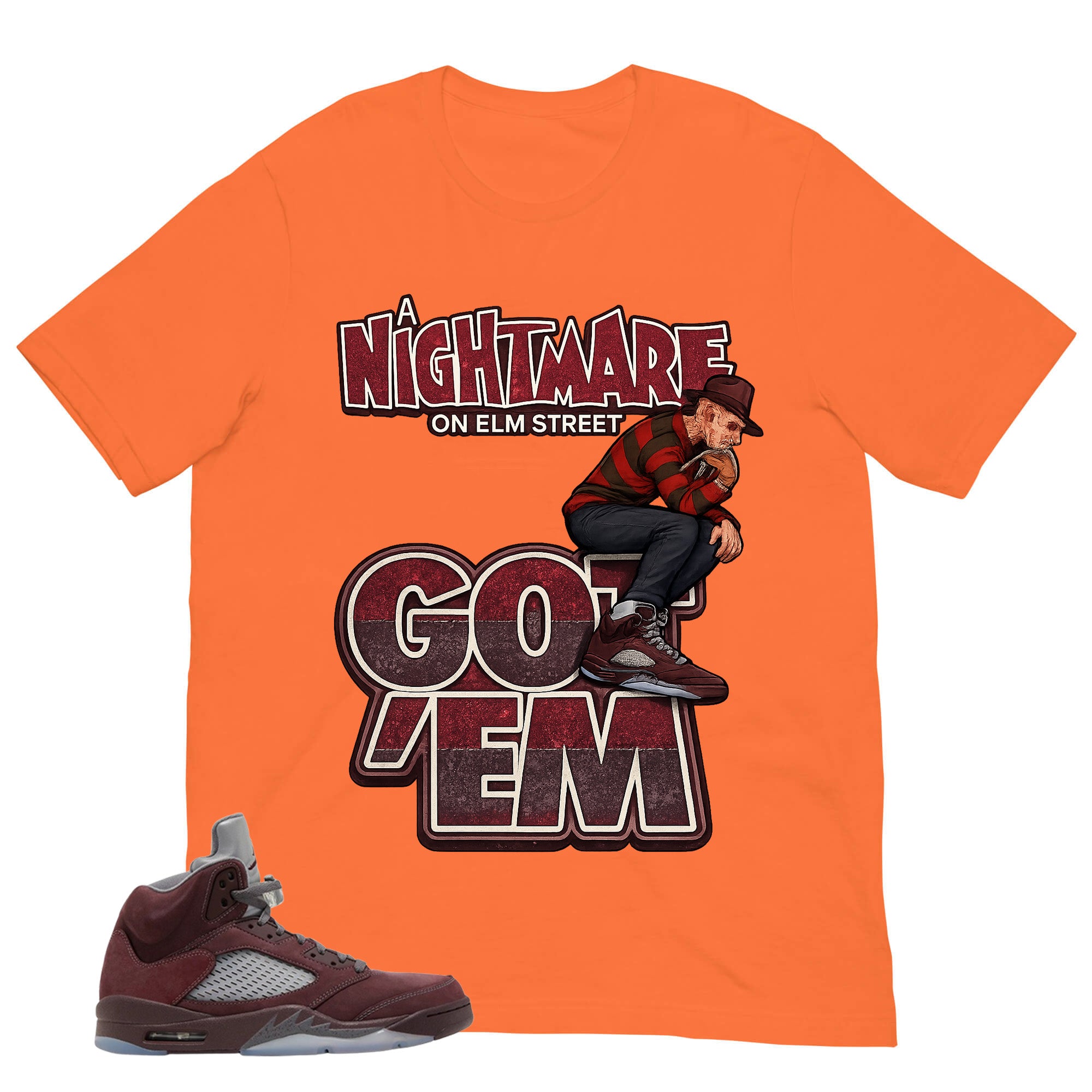 Graphic Tee to Match Air Jordan 5 Burgundy | Nightmare On Elm Street Shirt | Zadago