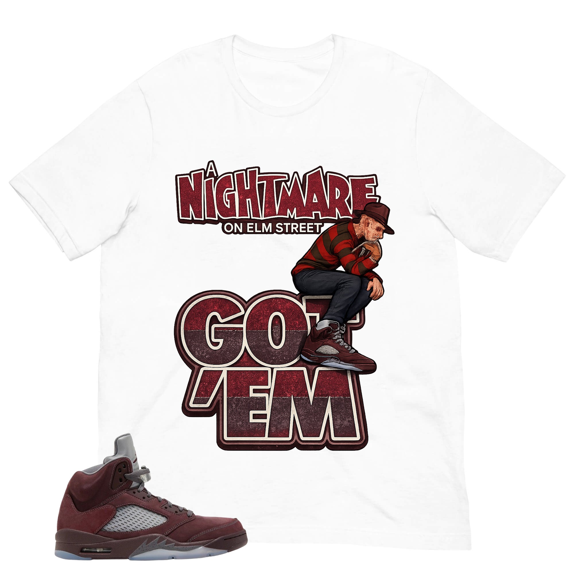 Graphic Tee to Match Air Jordan 5 Burgundy | Nightmare On Elm Street Shirt | Zadago