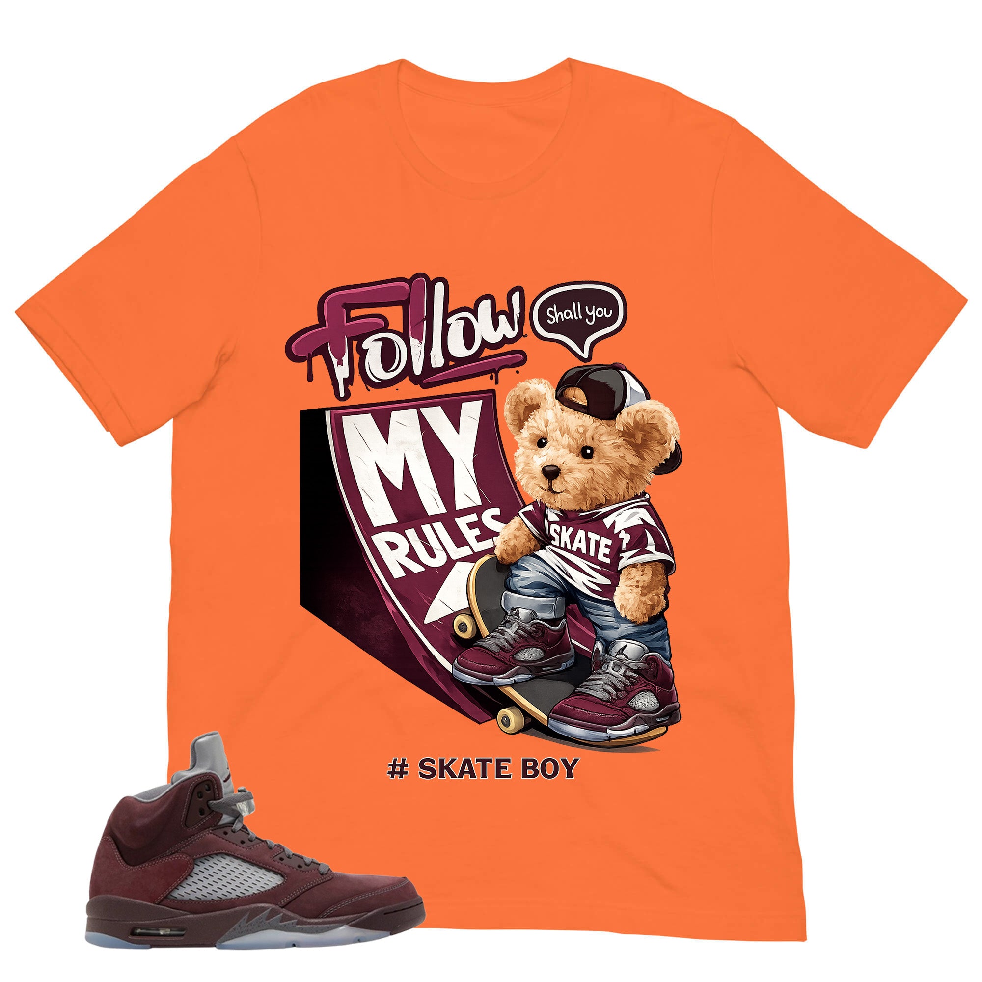 Graphic Tee to Match Air Jordan 5 Burgundy | Skate Boy Shirt | Zadago
