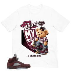 Graphic Tee to Match Air Jordan 5 Burgundy | Skate Boy Shirt | Zadago