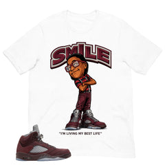 Graphic Tee to Match Air Jordan 5 Burgundy | Smile Face Shirt | Zadago