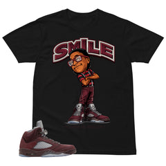 Graphic Tee to Match Air Jordan 5 Burgundy | Smile Face Shirt | Zadago